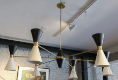  Adesso Studio Custom Mid Century Style Brass Black White Metal Chandelier - 2182975