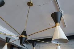  Adesso Studio Custom Mid Century Style Brass Black White Metal Chandelier - 2182979