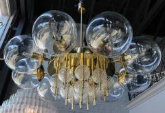  Adesso Studio Custom Mid Century Style Brass Chandelier with Clear Glass Balls - 1762602