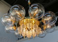  Adesso Studio Custom Mid Century Style Brass Chandelier with Clear Glass Balls - 1762607