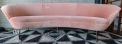  Adesso Studio Custom Mid Century Style Curved Pink Velvet Sofa with Brass Legs - 1140861