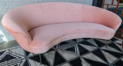  Adesso Studio Custom Mid Century Style Curved Pink Velvet Sofa with Brass Legs - 1140865