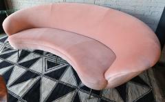  Adesso Studio Custom Mid Century Style Curved Pink Velvet Sofa with Brass Legs - 1140867