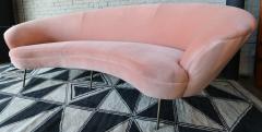  Adesso Studio Custom Mid Century Style Curved Pink Velvet Sofa with Brass Legs - 1140868