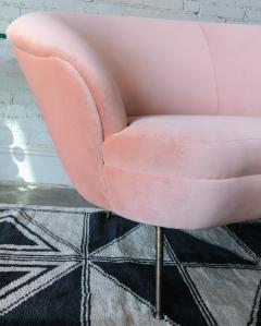  Adesso Studio Custom Mid Century Style Curved Pink Velvet Sofa with Brass Legs - 1140870