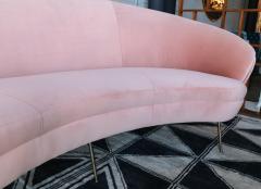  Adesso Studio Custom Mid Century Style Curved Pink Velvet Sofa with Brass Legs - 1140871