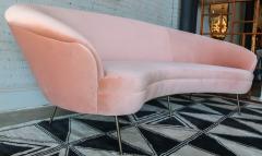  Adesso Studio Custom Mid Century Style Curved Pink Velvet Sofa with Brass Legs - 1140872