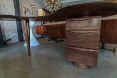  Adesso Studio Custom Mid Century Style Curved Walnut Desk - 1832799