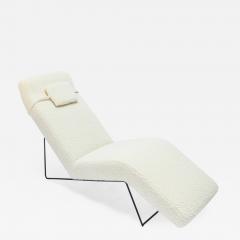  Adesso Studio Custom Mid Century Style Metal and Ivory Chaise Longue Chair - 1500276