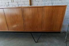  Adesso Studio Custom Mid Century Style Teak Sideboard with Black Metal Base and Four Cabinets - 2660965