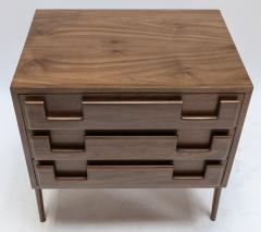  Adesso Studio Custom Mid Century Style Walnut Nightstands with Three Drawers - 1140875