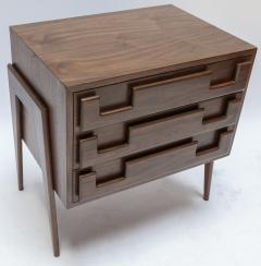  Adesso Studio Custom Mid Century Style Walnut Nightstands with Three Drawers - 1140876