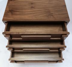  Adesso Studio Custom Mid Century Style Walnut Nightstands with Three Drawers - 1140890