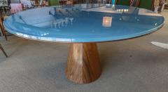  Adesso Studio Custom Mid Century Style Walnut Oval Dining Table With Glass Top - 2381438