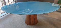  Adesso Studio Custom Mid Century Style Walnut Oval Dining Table With Glass Top - 2381439