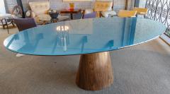  Adesso Studio Custom Mid Century Style Walnut Oval Dining Table With Glass Top - 2381440
