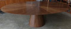  Adesso Studio Custom Mid Century Style Walnut Oval Dining Table with Flower Detail - 2866569