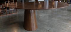  Adesso Studio Custom Mid Century Style Walnut Oval Dining Table with Flower Detail - 2866593