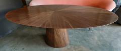  Adesso Studio Custom Mid Century Style Walnut Oval Dining Table with Pedestal Base - 2349959