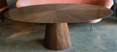  Adesso Studio Custom Mid Century Style Walnut Oval Dining Table with Pedestal Base - 2349964