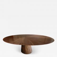  Adesso Studio Custom Mid Century Style Walnut Oval Dining Table with Pedestal Base - 2378404