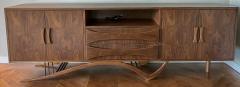  Adesso Studio Custom Mid Century Style Walnut Sideboard with Curved Leg - 1498880