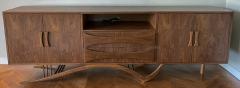  Adesso Studio Custom Mid Century Style Walnut Sideboard with Curved Leg - 1498882