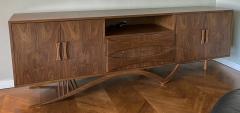  Adesso Studio Custom Mid Century Style Walnut Sideboard with Curved Leg - 1498883