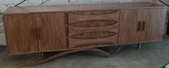  Adesso Studio Custom Mid Century Style Walnut Sideboard with Curved Leg and Three Drawers - 1589465