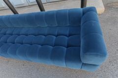  Adesso Studio Custom Oscar Tufted Blue Velvet Sofa with Brass Base - 1934170