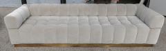  Adesso Studio Custom Oscar Tufted Grey Velvet Sofa with Brass Base - 1991284