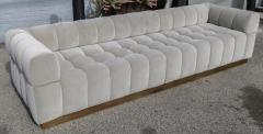  Adesso Studio Custom Oscar Tufted Grey Velvet Sofa with Brass Base - 1991286