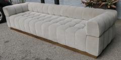  Adesso Studio Custom Oscar Tufted Grey Velvet Sofa with Brass Base - 1991287