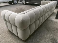  Adesso Studio Custom Oscar Tufted Grey Velvet Sofa with Brass Base - 1991289