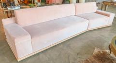  Adesso Studio Custom Sectional Sofa in Blush Pink Velvet with Maple Wood Base - 1732392
