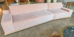  Adesso Studio Custom Sectional Sofa in Blush Pink Velvet with Maple Wood Base - 1732393