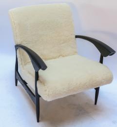  Adesso Studio Pair of Custom Black Matte Oak Armchairs in Ivory Wool - 1177826