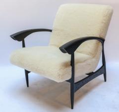  Adesso Studio Pair of Custom Black Matte Oak Armchairs in Ivory Wool - 1177829