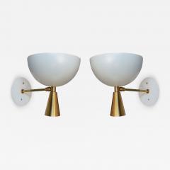  Adesso Studio Pair of Custom Brass and White Metal Mid Century Style Sconces by Adesso Imports - 2011041