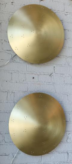  Adesso Studio Pair of Custom Perforated Metal Brass Conical Convex Sconces - 1498966