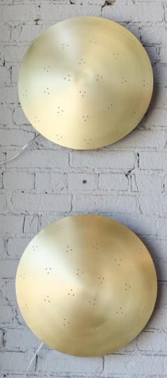  Adesso Studio Pair of Custom Perforated Metal Brass Conical Convex Sconces - 1498967