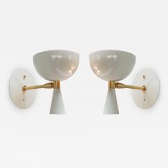  Adesso Studio Pair of Custom Small White Metal Mid Century Style Sconces by Adesso Imports - 2011043