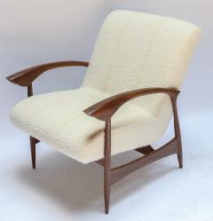  Adesso Studio Pair of Custom Walnut Armchairs in Ivory Boucle - 1118911