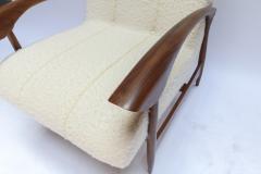  Adesso Studio Pair of Custom Walnut Armchairs in Ivory Boucle - 1118920