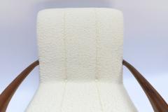  Adesso Studio Pair of Custom Walnut Armchairs in Ivory Boucle - 1118921