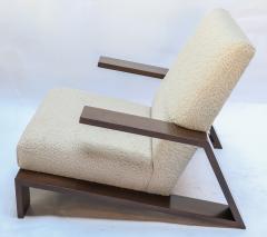  Adesso Studio Pair of Custom Walnut Midcentury Style Armchairs in Beige Boucle - 1683865