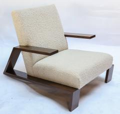  Adesso Studio Pair of Custom Walnut Midcentury Style Armchairs in Beige Boucle - 1683866