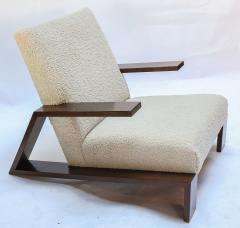  Adesso Studio Pair of Custom Walnut Midcentury Style Armchairs in Beige Boucle - 1683871