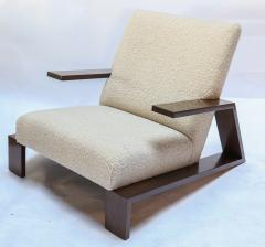  Adesso Studio Pair of Custom Walnut Midcentury Style Armchairs in Beige Boucle - 1683872