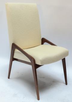  Adesso Studio Set of Ten Custom Mid Century Style Walnut Dining Chairs in Ivory Linen - 1140916